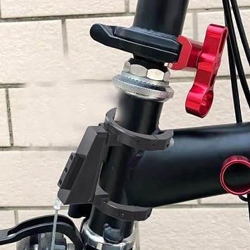 Aluminium Alloy Front Mount Carrier Block for Brompton Folding Bike, Basket Rack Adapter for 50-59mm Front Tube with Screws and Tools, Black