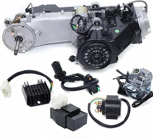 Miniatura 9 de Motor de caja larga, kit completo de motor de motor de 4 tiempos de 150 CC, compatible con motor de motor GY6 Scooter ATV Go Kart, transmisión CVT,