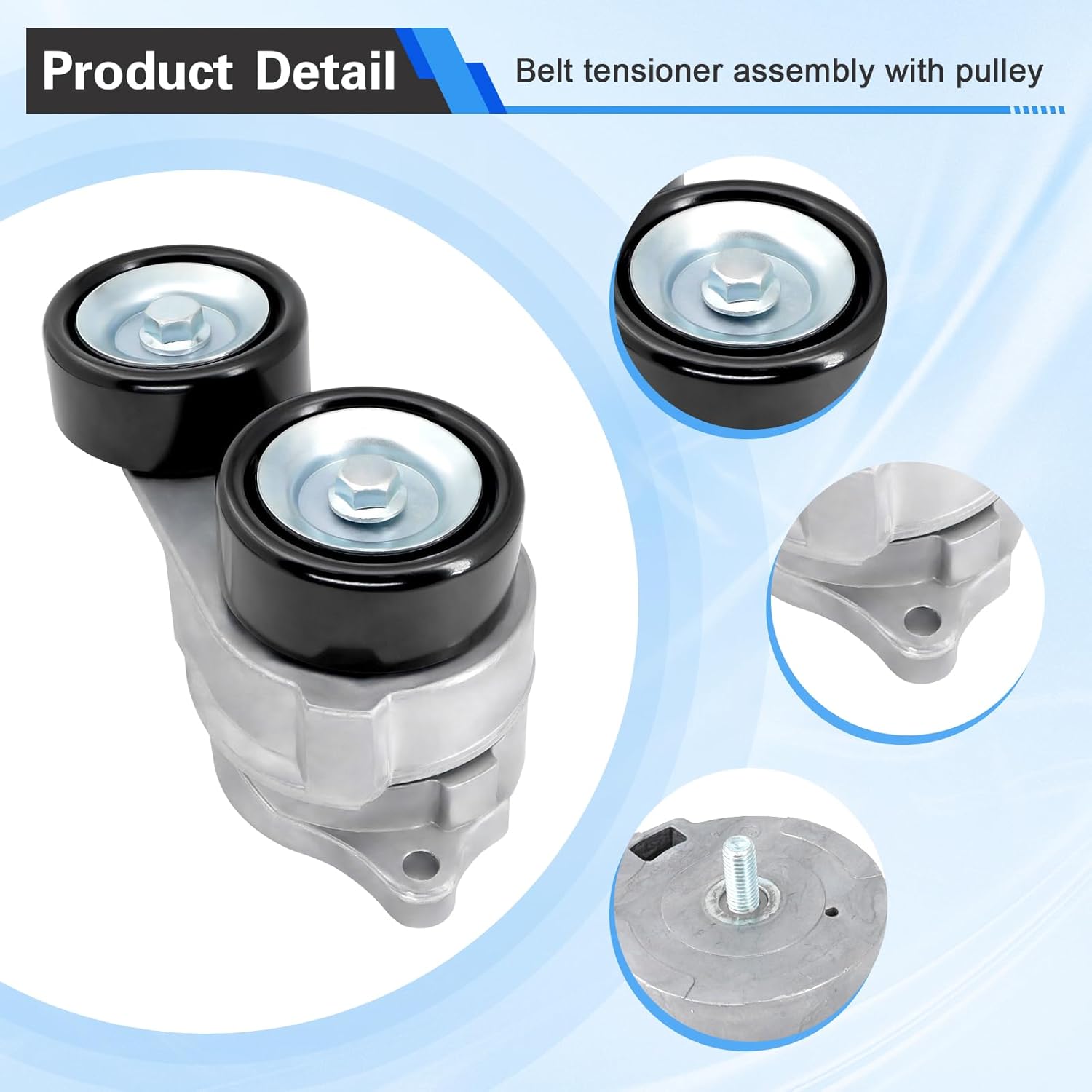 Belt Tensioner Assembly with Pulley, Compatible with 2003-2012 Honda Accord, 2010-2012 Crosstour, 2005-2017 Odyssey, 2005-2008/2012-2015 Pilot, 2006-2014 Ridgeline & Acura MDX, RL, TL, ZDX