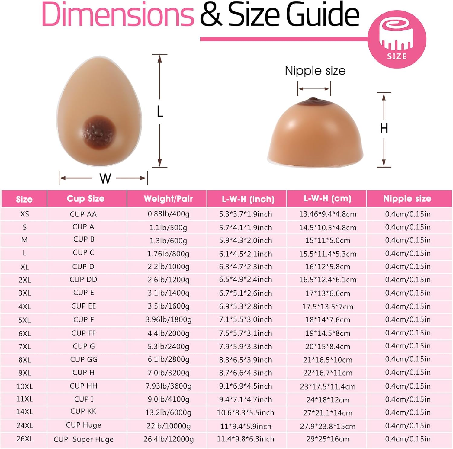 IVITA Silicone Breast Form Fake Boobs Fake Breast Bra Enhancers inserts for Mastectomy Prosthesis