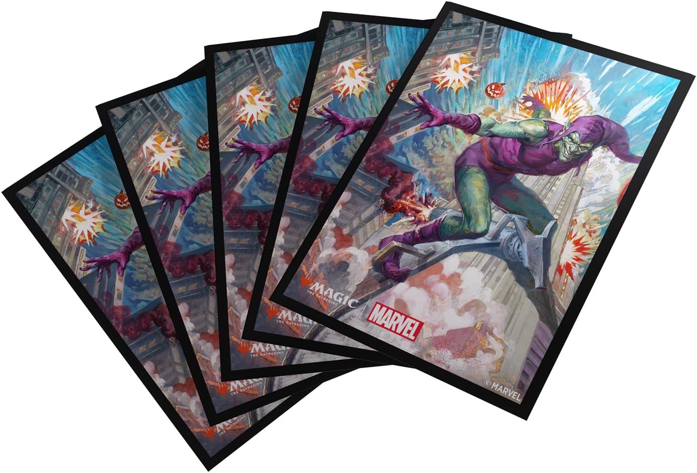 Gamegenic Magic: The Gathering Marvel’s Spider-Man Premium Art Sleeves - Green Goblin - 105 Matte Textured Card Sleeves with Full-Color Artwork, Tournament-Ready & Plastic-Free Packaging