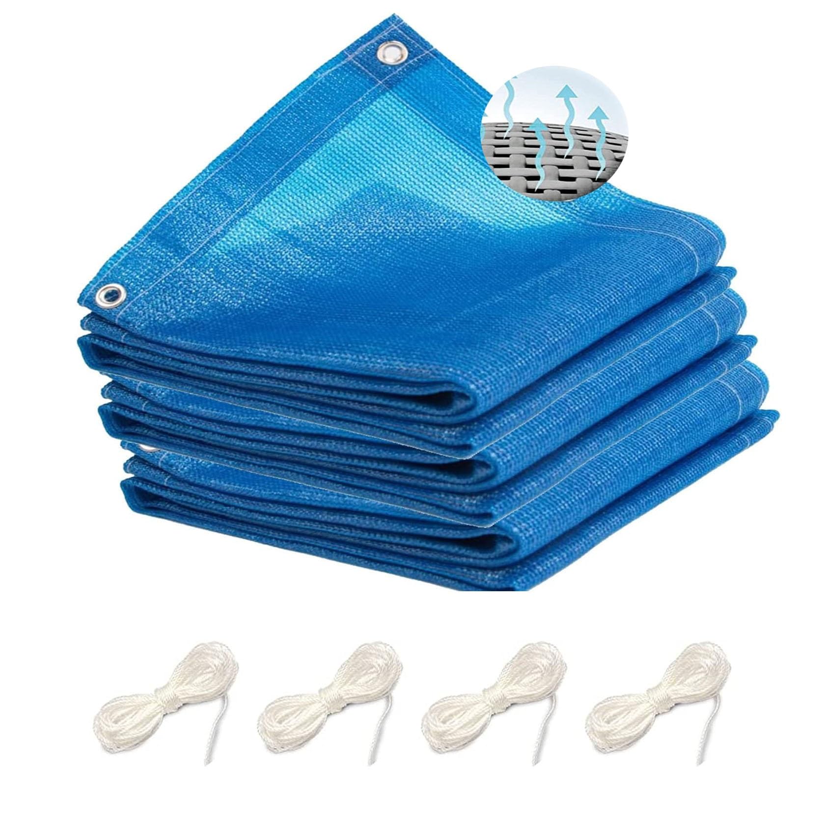 Toldo rectangular azul exterior transpirable con accesorios para sol