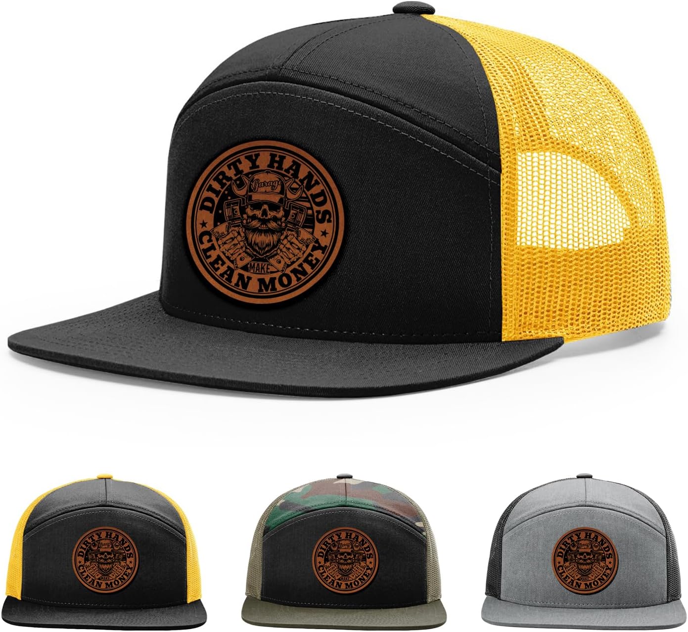 Dirty Hands Make Clean Money, Hand Skull Holding Money, Funny Mechanic Hat