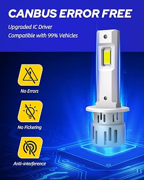 AUTOONE H1 LED Bulb, 800% Brighter, 5 Min Quick Install, 20 Years Lifespan, No Flicker, 99% Compatibility, Pack of 2
