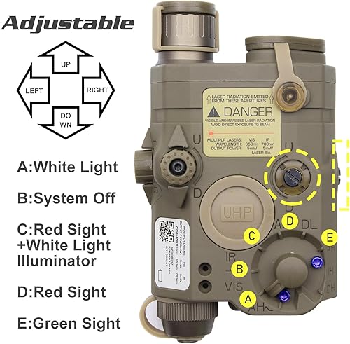 Miniatura 3 de Zhongren Airsoft Tactical 3 en 1 PEQ 15 IR láser blanco linterna LED + mira láser rojoverde para AEG GBB CQB para caza de paintball al aire libre