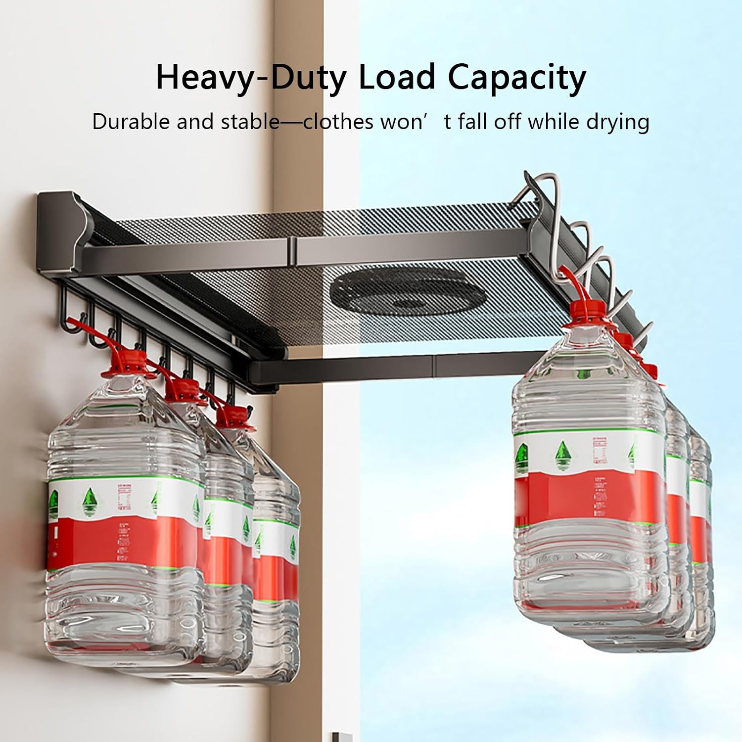 Foldable Window Drying Rack with Hooks | Breathable mesh, nail-free, space saving, heavy duty, indoor outdoor use, for delicates socks underwear(23.6in)