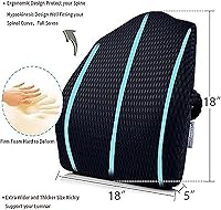 Vista 4 de Cojín de respaldo lumbar de espuma viscoelástica con cubierta de malla 3D, firmeza equilibrada para aliviar el dolor de espalda alta, almohada