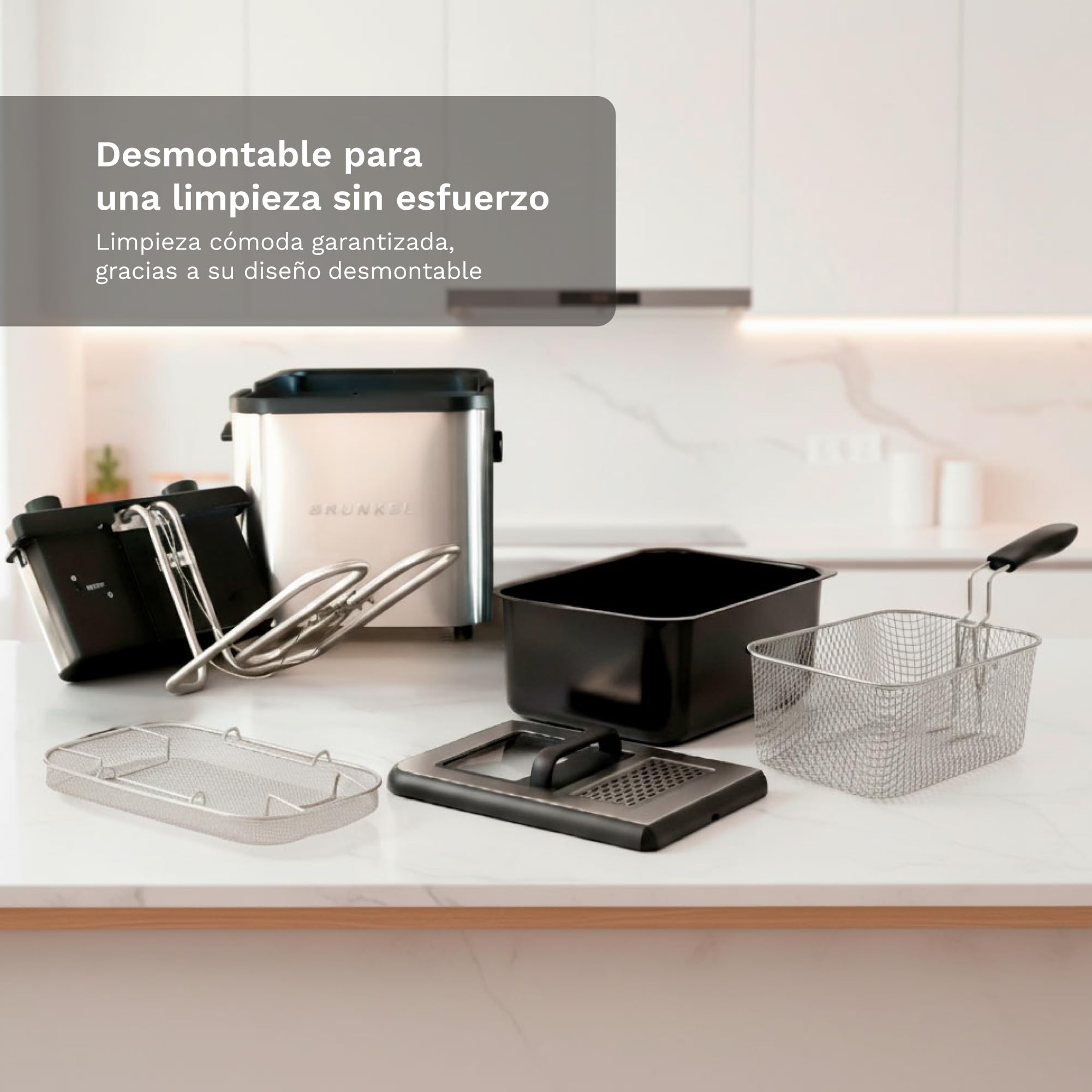 Grunkel Freidora eléctrica 4,2L de Capacidad y 3000W cubeta acero inoxidable MAXIFRYPRO Temperatura Ajustable y Filtro antiolores. Termostato hasta 190º. Proteccion contra sobrecalentamiento (4,2L)