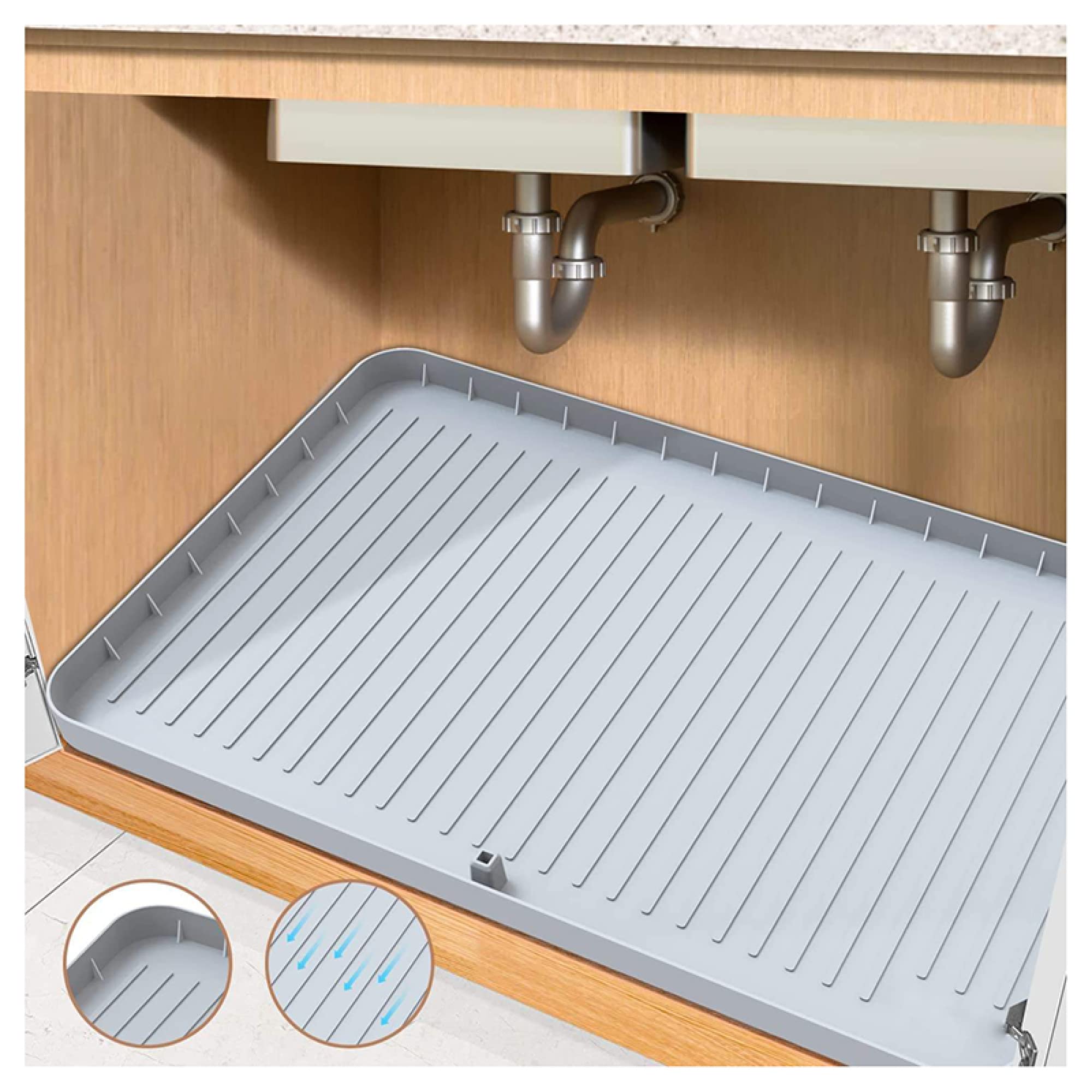 Tappetino sottobanco Ineasicer, rivestimento impermeabile per ripiani dei mobili da cucina, 86 x 56 cm, tappetino sottobanco in silicone flessibile, tappetino e protezione per mobili da cucina e bagno