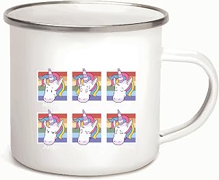 Unique Unicorn Gift Ideas for Kids Fun and Colorful Moods Expressions 12oz Enamel Silver Mug
