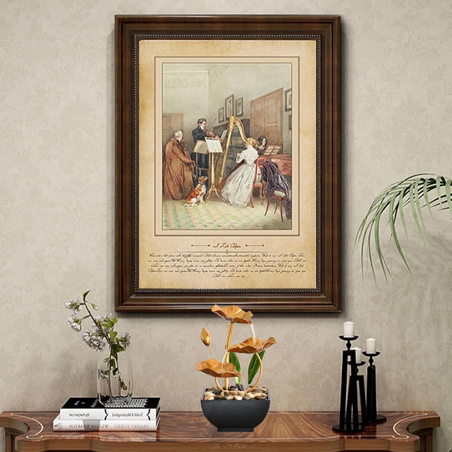 Tabletop Fountain USB Powered Small Waterfall with Rocks Relaxation Creative Fountains Desktop Waterfall Decoration Mini Fountain Ornament for Table Office Bedroom Decor