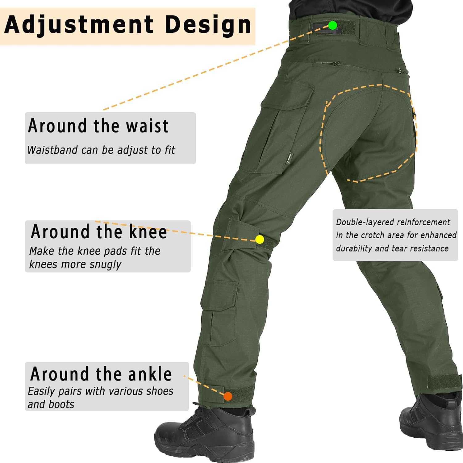 G3 Tactical Combat Pants, Men's Military Ripstop Army Pants for Outdoor Airsoft Hunting Paintballing - No Kneepad