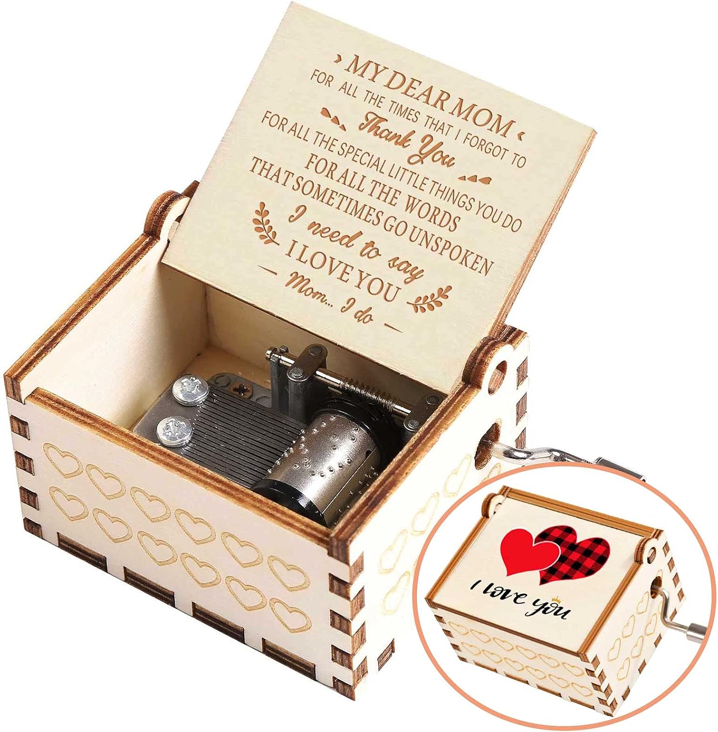 BAOSIWA Mothers Day Music Box for Mom from Daughter Son Kids You are My Sunshine Wooden Music Box Gifts for Mother’s Day Birthday Christmas