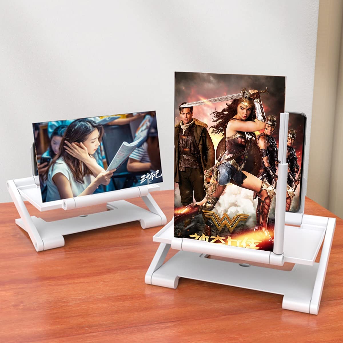 Amplificador de Pantalla Amplificador Plegable de 10" HD, proyector con Pantalla Aumento, Lectura Altura Ajustable y Soporte for teléfono(White,Remote Control)