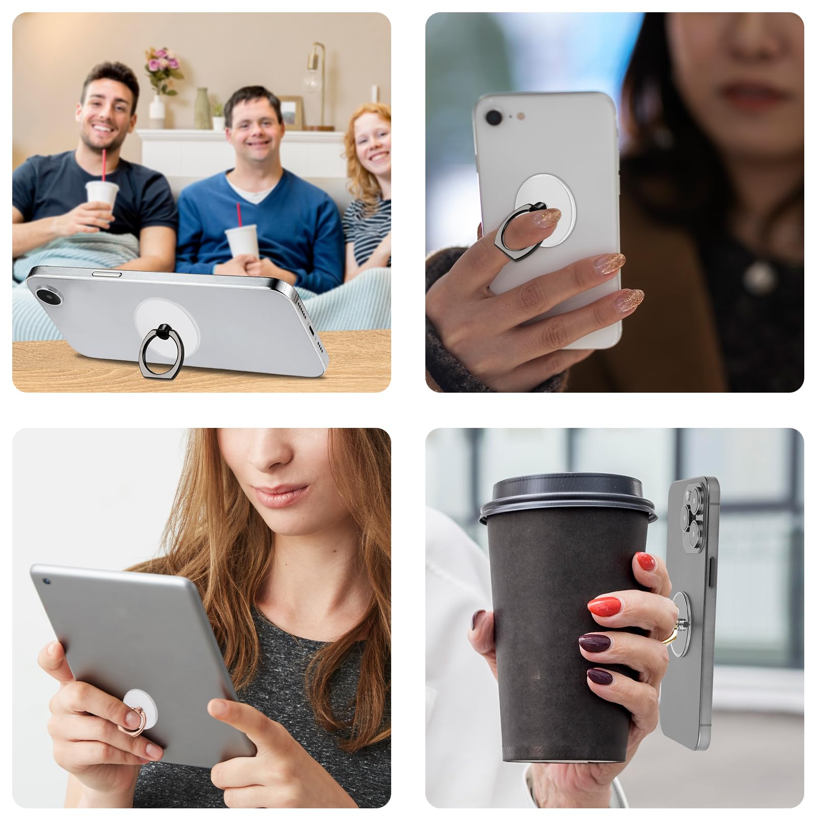 6x Transparente Handy Ring Halterungen - 360° Drehbar & Stark Haftend