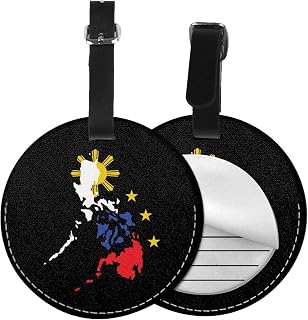 Map of Philippines Round Leather Luggage Tags for Travel Bags Backpacks Handbags,3.7in