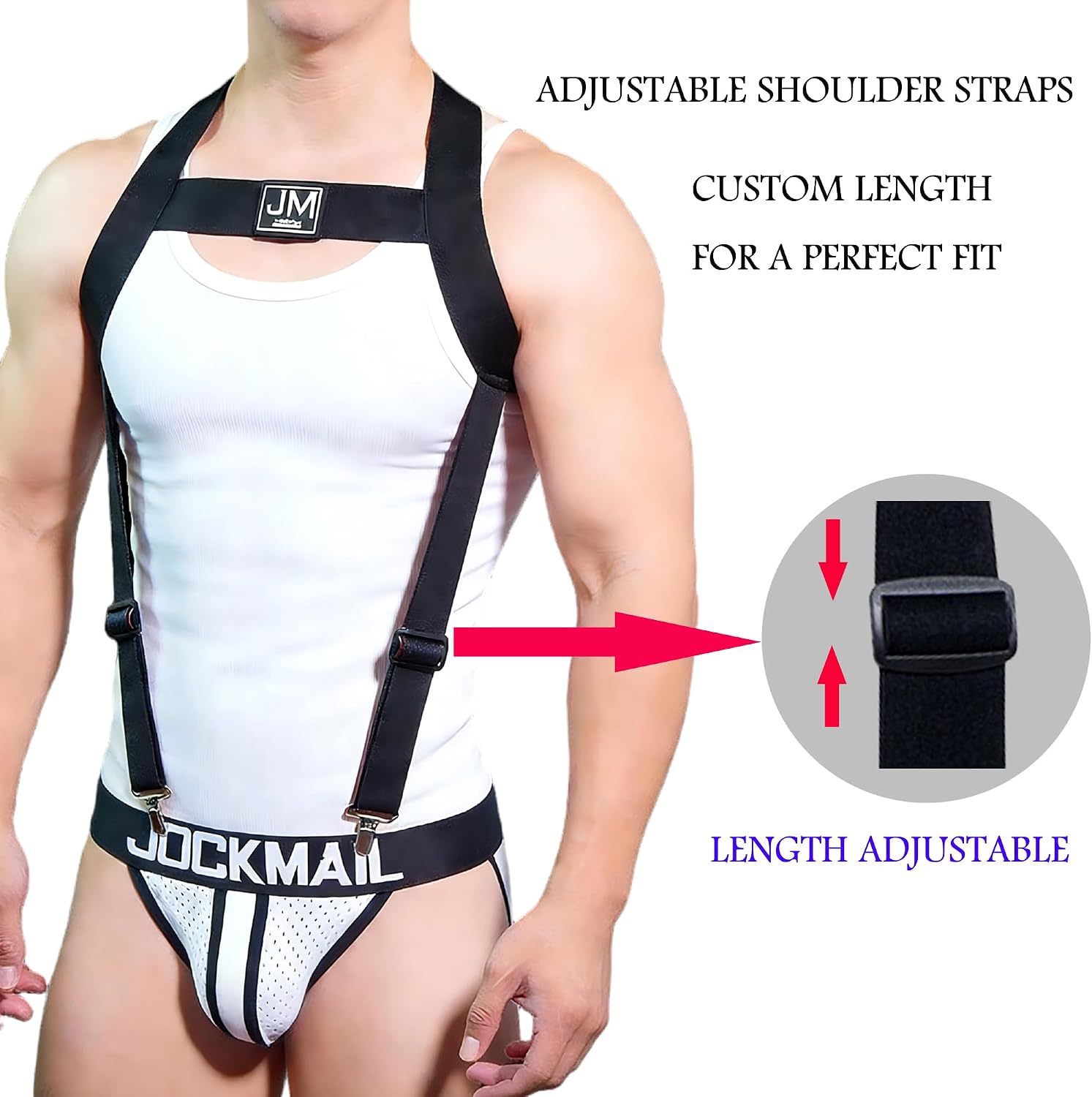 JOCKMAIL Mens Harness with Jockstrap Adjustable Harness Jockstrap Underwear for Clubwear & Gym