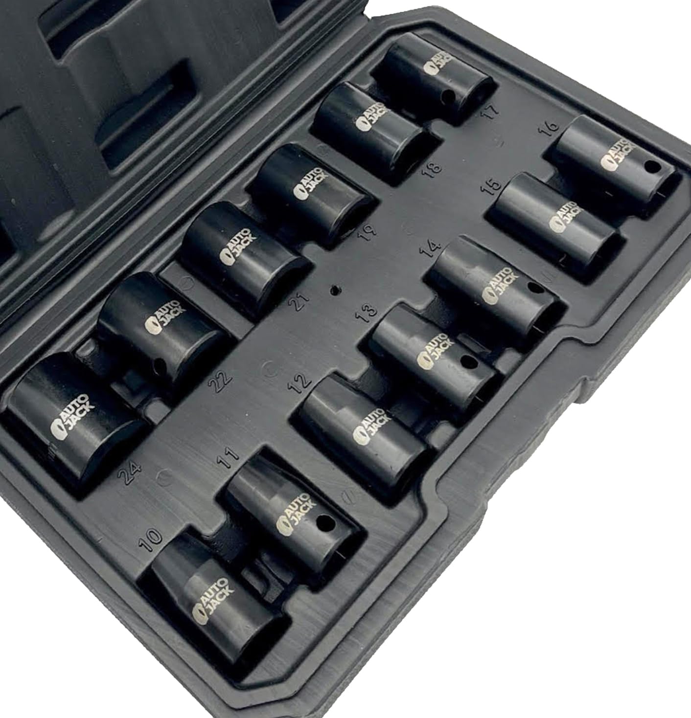 Impact Socket Set 1/2" 13 Piece Sq Drive 10-24mm Universal Metric Impact Sockets for DIY, Professional Car Repair Tool, Chrome Vanadium Steel, Includes Plastic Case