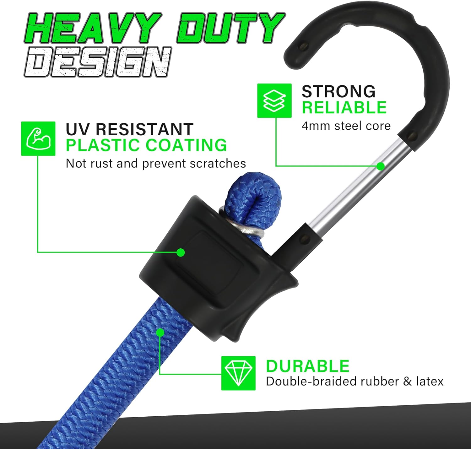 32 Piece Heavy Duty Bungee Cords, Super Elastic Bungee Cord with Hooks, Bungee Cords Heavy Duty Outdoor Include 8", 18", 24”, 32", 40" Bungee Cord, 8” Ball Bungees and Tarp Clips