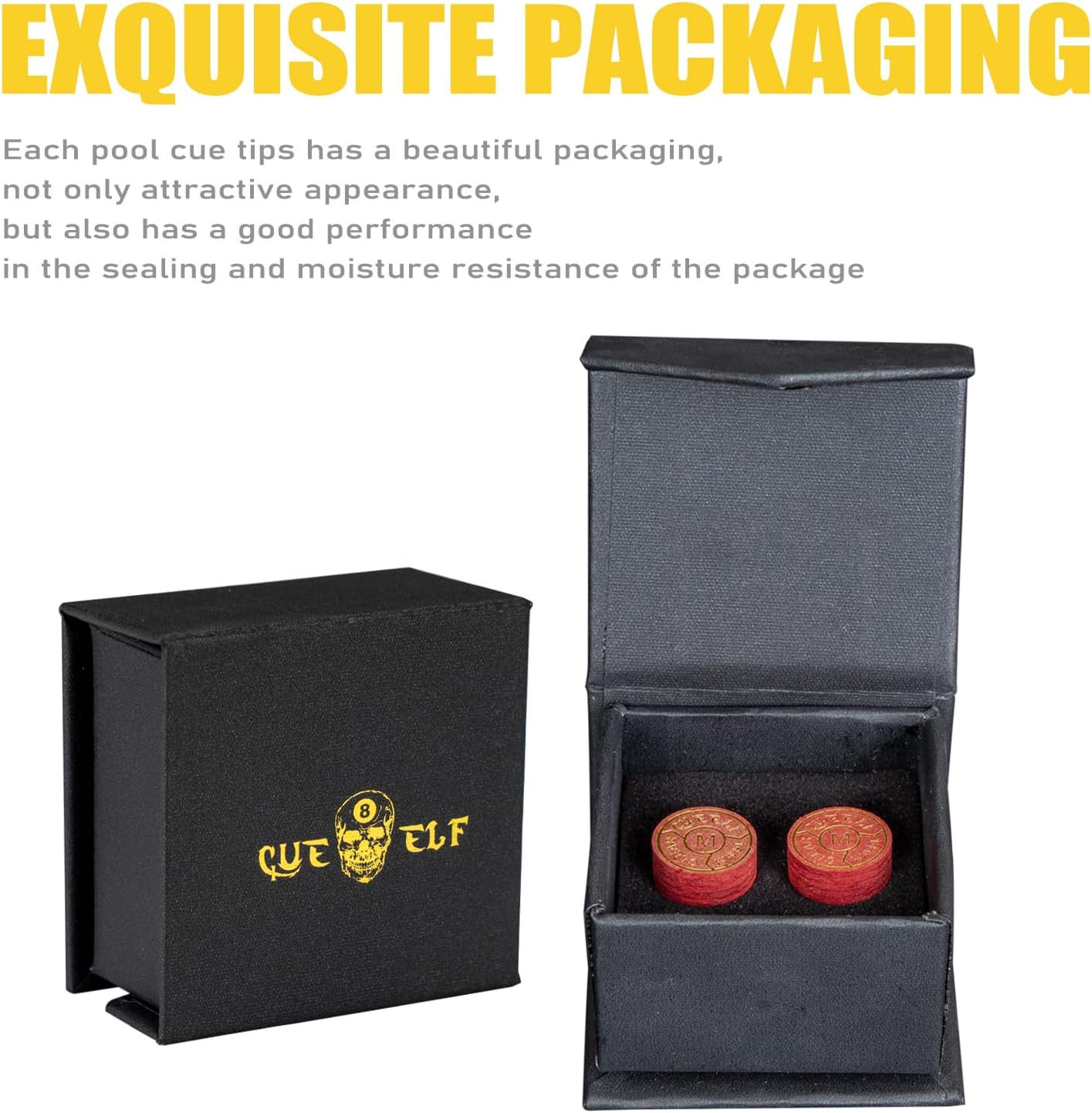 Pool Cue Tips 6 Layers Billiard Tip Medium 14mm Pool Cue Tip with Clear Professional Billiard Accessories-2PCS