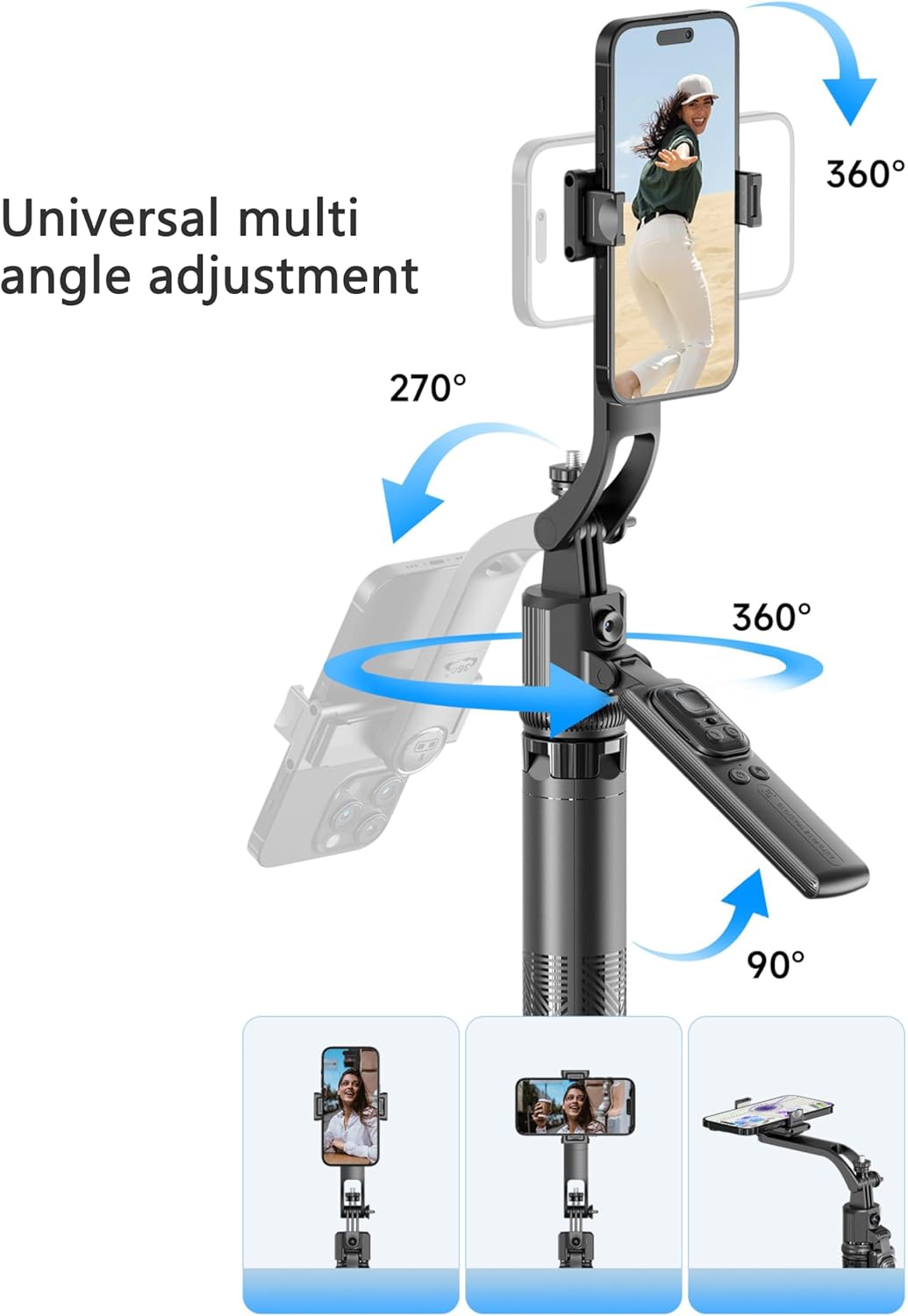 Auto Face Tracking Tripod, Extendable 360° Rotation Phone Tripod for iPhone and Android, Selfie Stick for iPhone w/Remote Control