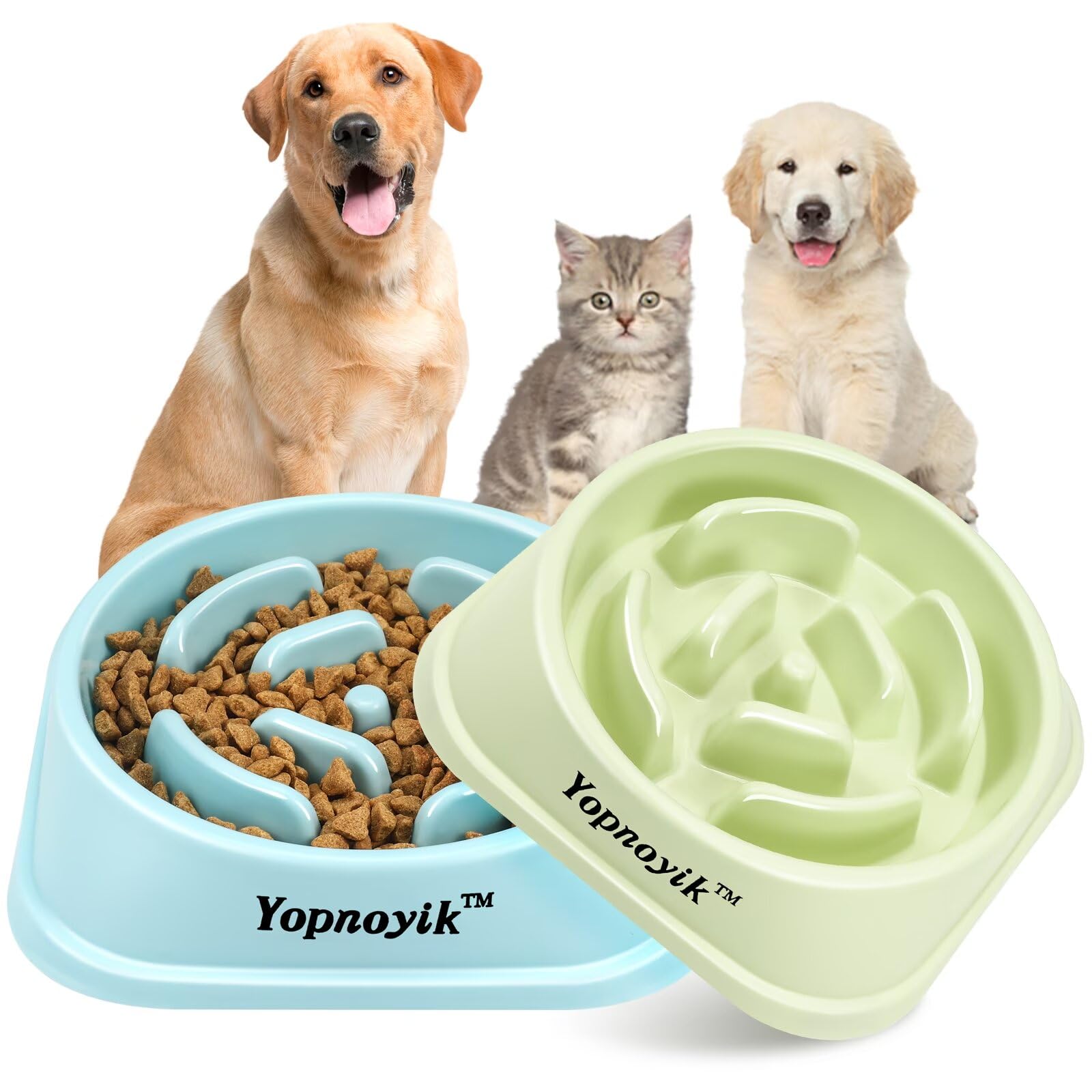 Photo 1 of 2 Pack Slow Feeder Dog Bowls for Healthy Eating, Non-Slip and Anti-Choking Design, Reduces Bloating & Overeating for Medium Dogs and Cats, Easy to Clean
