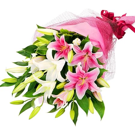 Amazon 退職祝い 2色ユリの花束 Yi00 花キューピット 花 ギフト お祝い 送別 記念 プレゼント 花束 オンライン通販