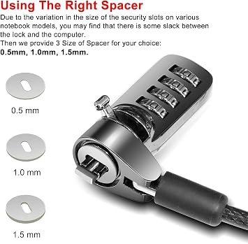 Computer Laptop Cable Lock Slot Plate 6.23ft Cable Security Computer Combination Lock 4 Digital Password Protection Cable Anti Theft Lock and Notebook Other Device