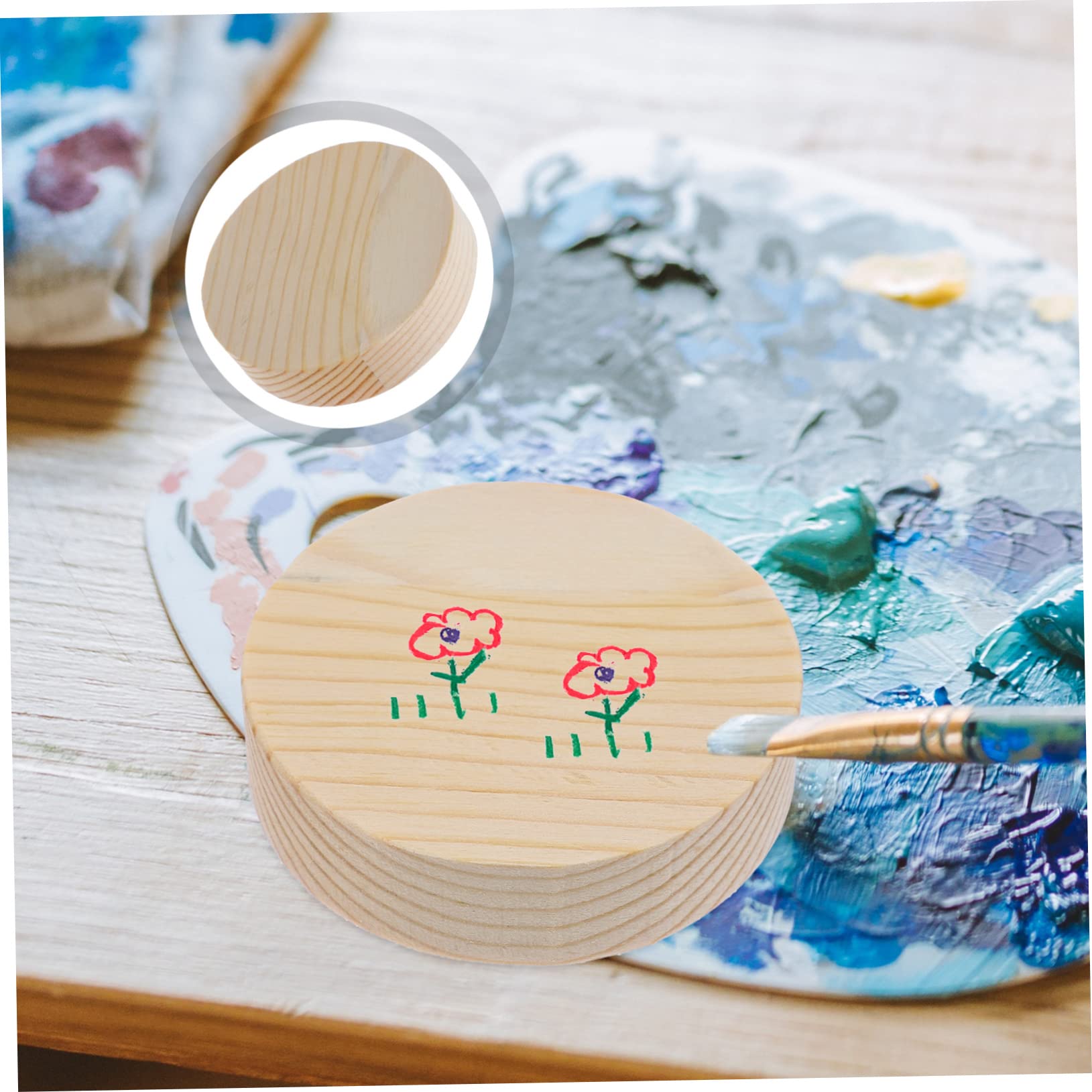 10 Stück Leere Runde Holzklötze zum Bemalen, Holzscheiben Ornamente | Glatte Oberfläche, Holz, Beige, 10stücke, für Holiday Decorations und Hand Painting, Kleine Holzscheiben Rund