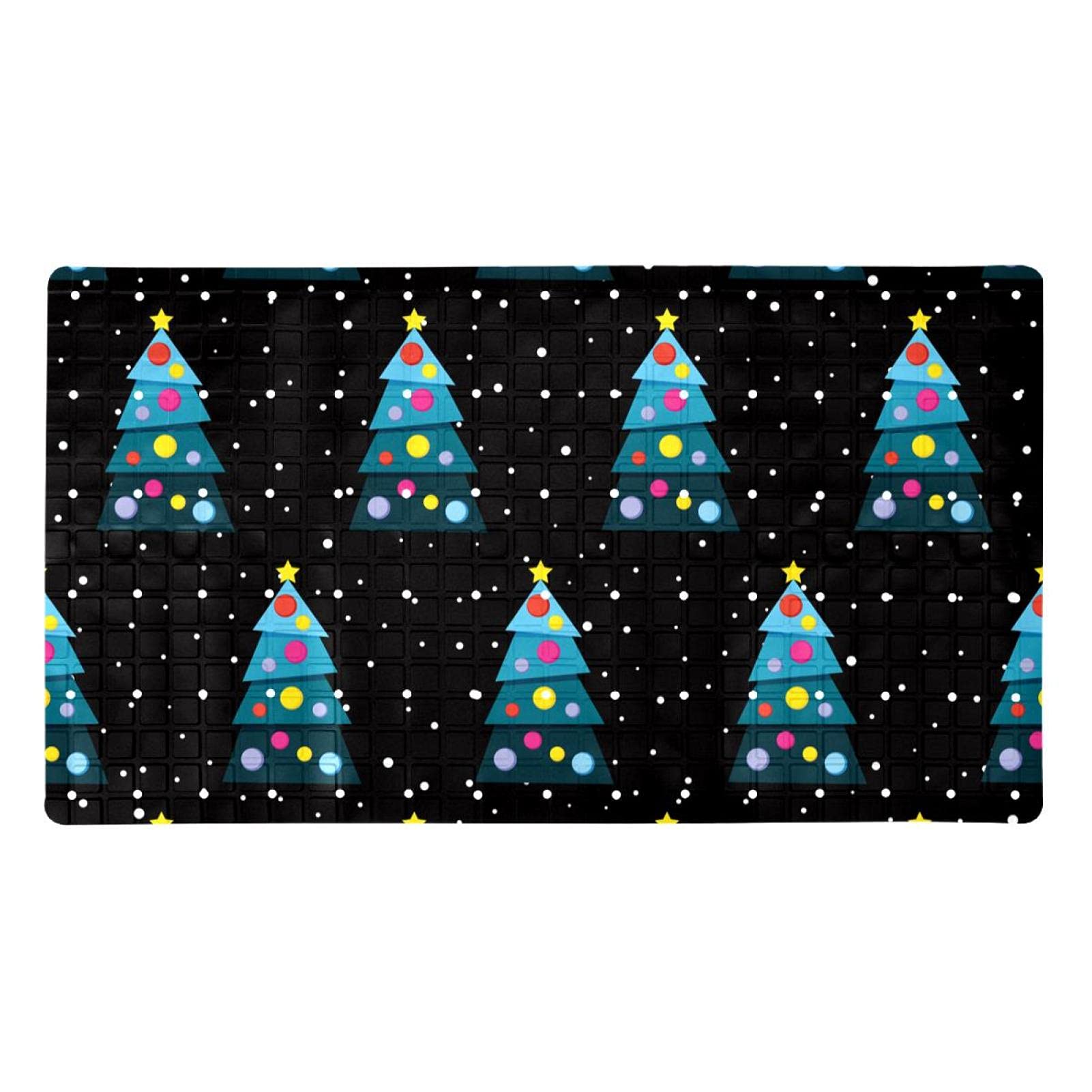 Tapis de bain sapin de Noël 71x40 cm noir avec ventouses de douche antidérapantes