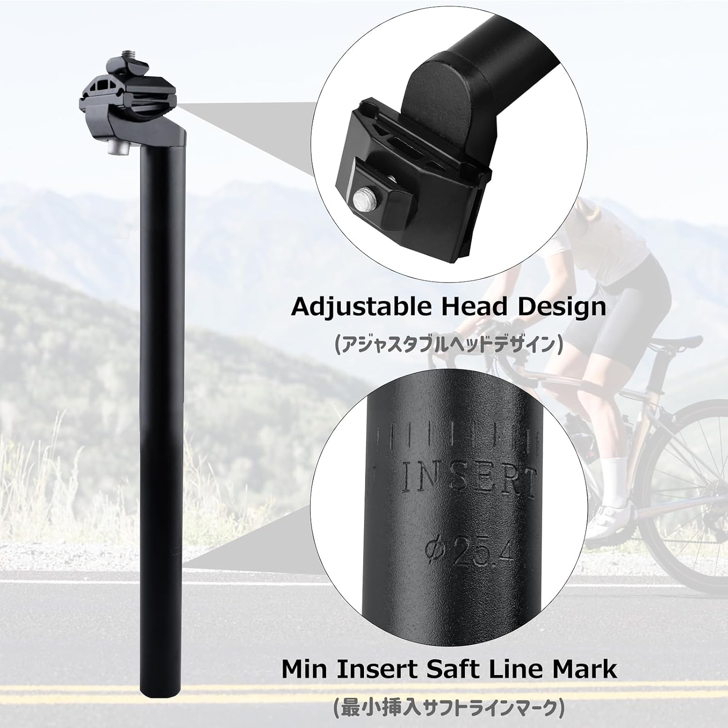 Azarxis Bike Seatpost, 25.4mm 27.2mm 28.6mm 30.4mm 30.8mm 31.6mm x 350mm Bicycle Seat Post Aluminum Alloy Seat Tube MTB BMX Saddle Pole for Mountain Bike Road Bike Fixed Gear image 4