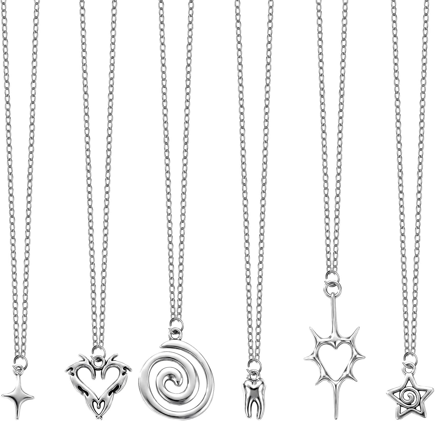6 Pcs Y2k Necklace Set for Women, Gothic Emo Grunge Accessories