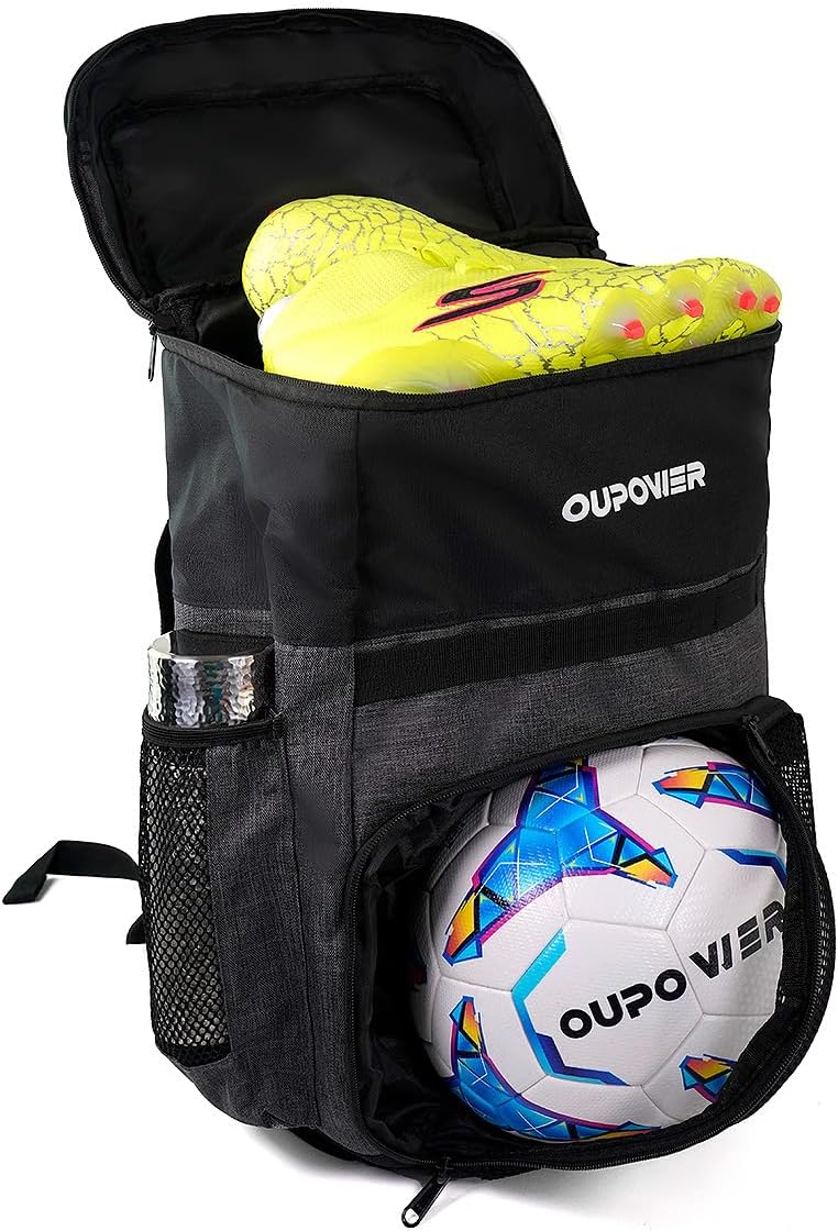 35L Sports Backpack Bag for Soccer Basketball Football with Ball and Cleat Compartment,Water proof bag for damp clothes for Adult Kids Boy Girl