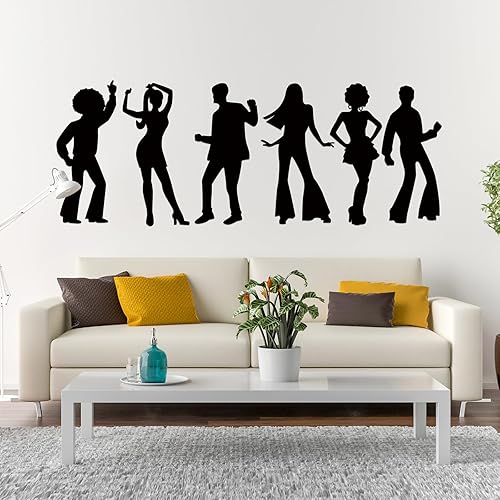 Miniatura 7 de 12 piezas de siluetas de baile de discoteca recortes, grandes, retro, extraíbles, de PVC, autoadhesivas, decoraciones de fiesta, siluetas