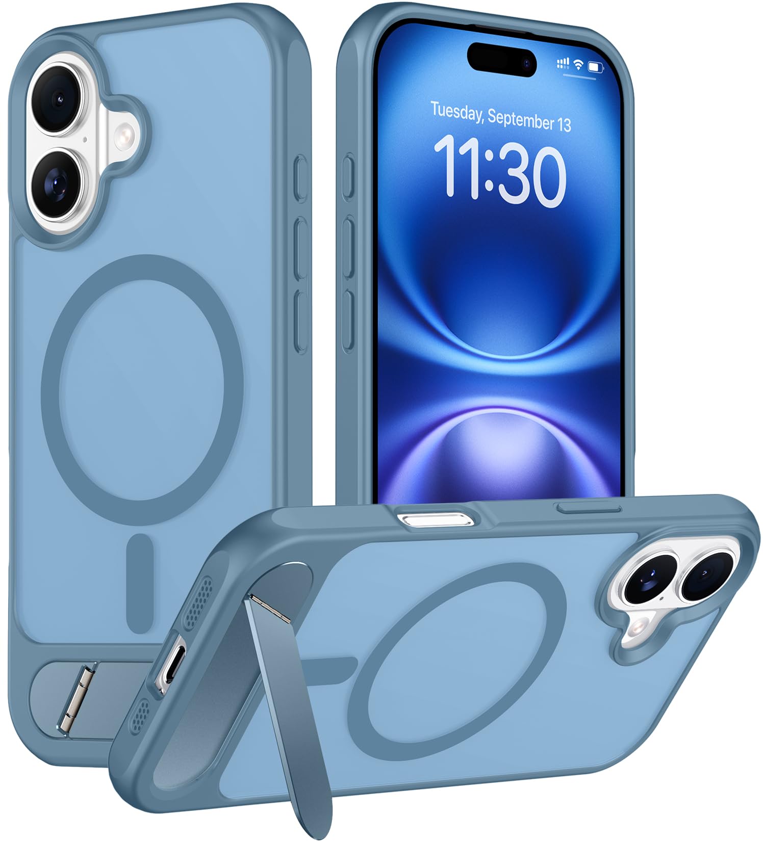 Temdan Magnetic Compatible with iPhone 16 Plus Case, [Built-in Invisible Kickstand][Compatible with MagSafe][Military Grade Shockproof] Slim Translucent Matte Phone Case for iPhone 16 Plus 6.7"
