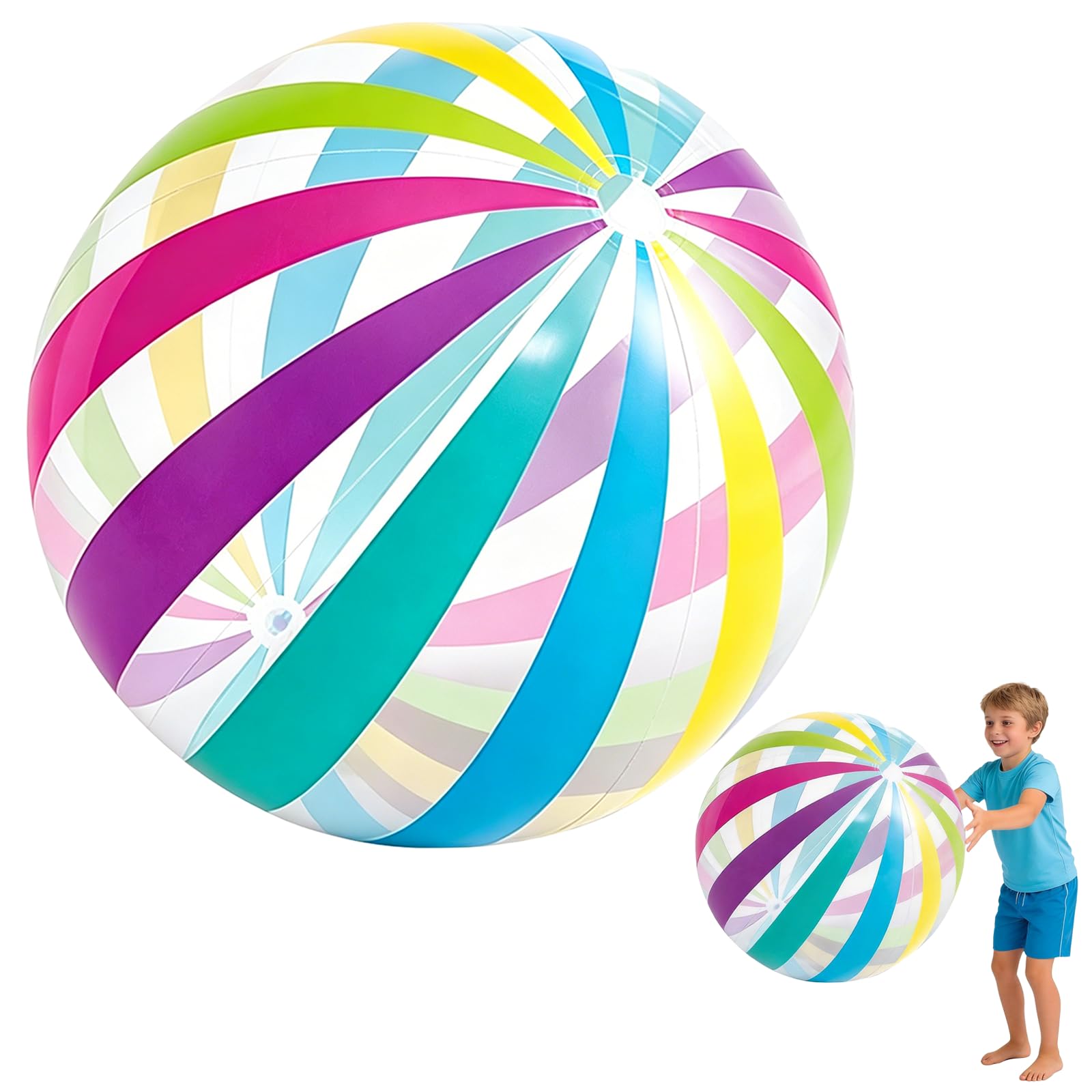 POPOYU 27.9 Inch Inflatable Beach Ball,Giant Inflatable Balls,Swimming Pool Balls,Transparent BeachBalls Large for Swimming Pool Party,Pool Ball for Summer Beach Water Games Pool Party Supplies