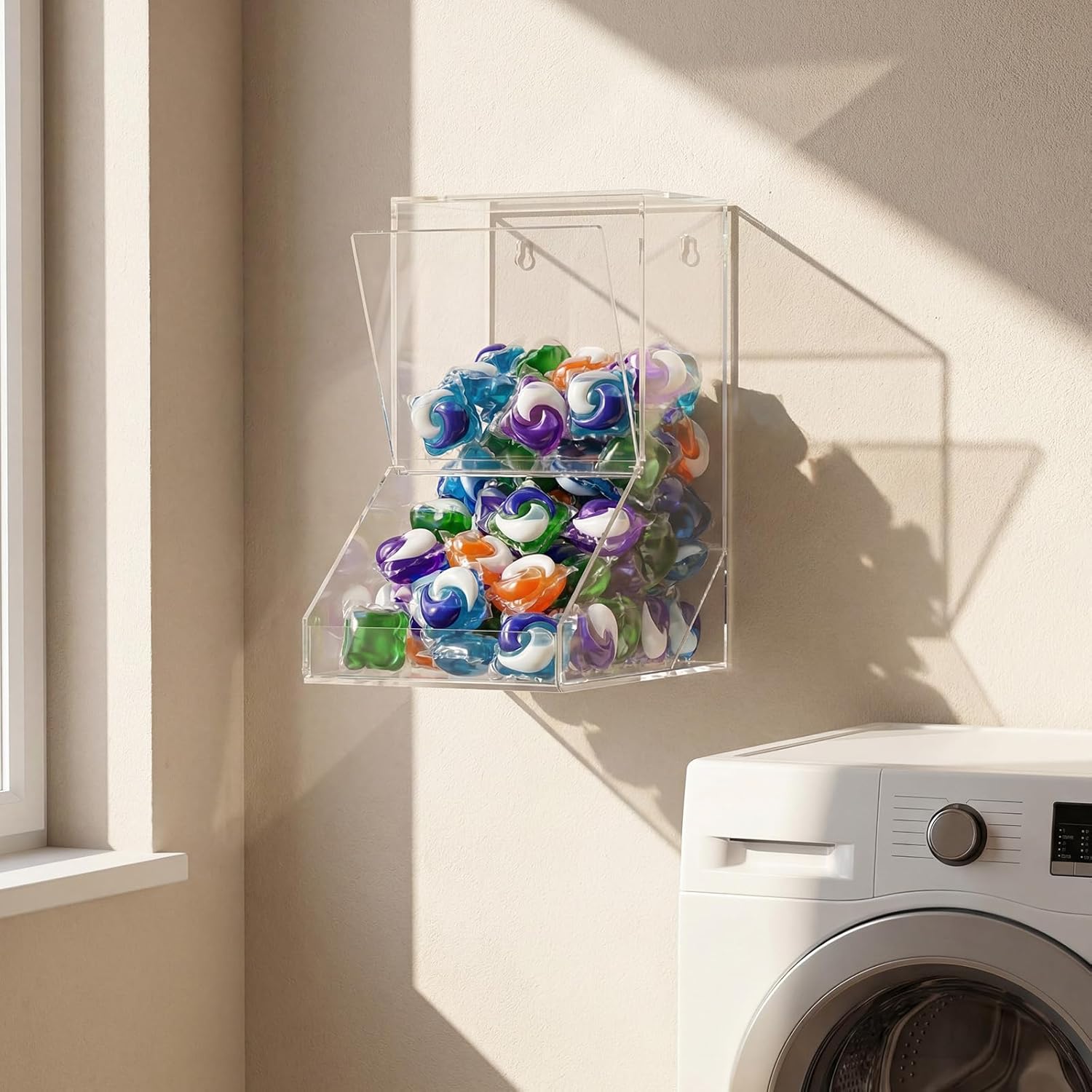 2 Pcs Candy Dispensers with Lids Acrylic Candy Dish Clear Dishwasher Pod Holder Dispenser with Screws for Countertop or Wall Mount, Store Chocolate Treats Sweets Snacks