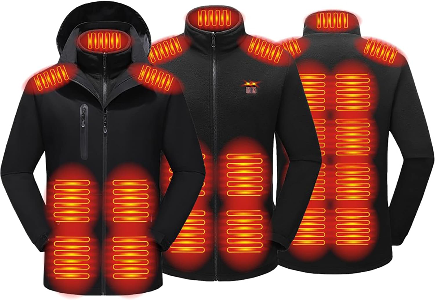Men's Women's Heated Down Jackets Warm Heated Undershirts for Hiking, Biking, Hunting with 3 Adjustable Temperatures