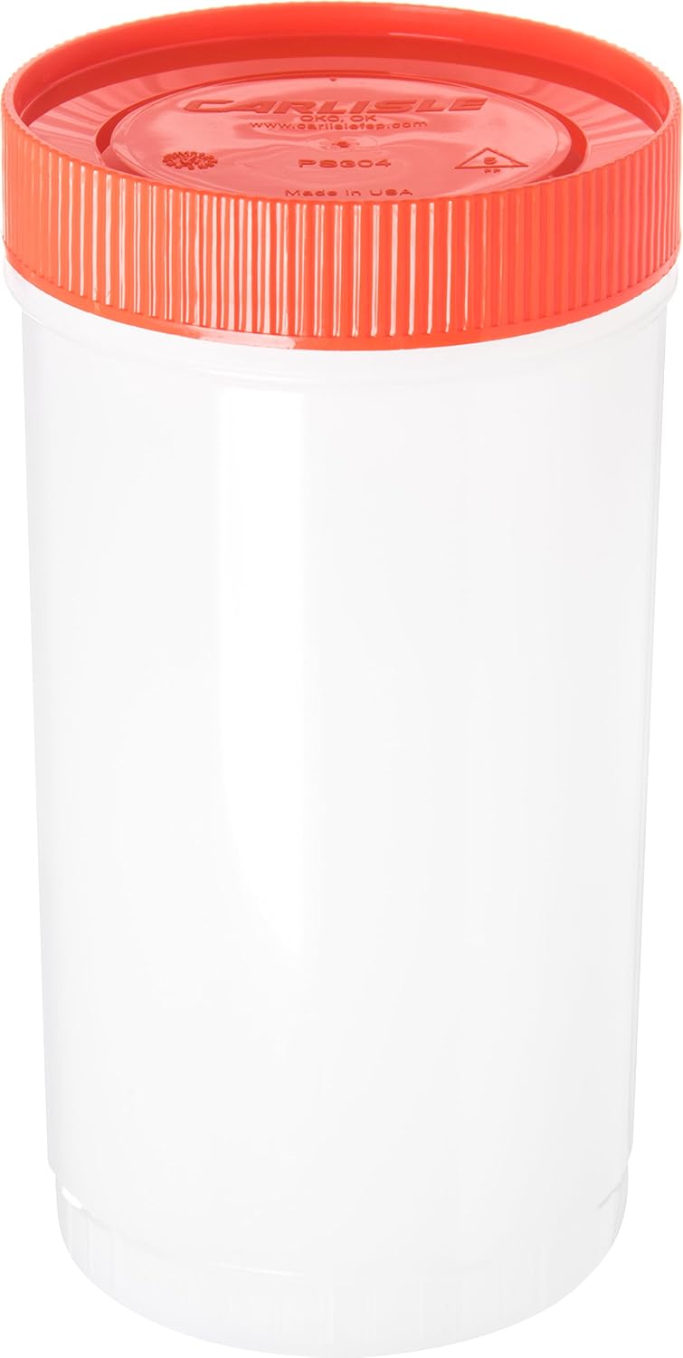 Carlisle FoodService Products Stor N' Pour Plastic Easy Pour Set, Pour Spouts, Bar Supplies with Complete Unit for Bar, 1 Quart, Orange, (Pack of 12)