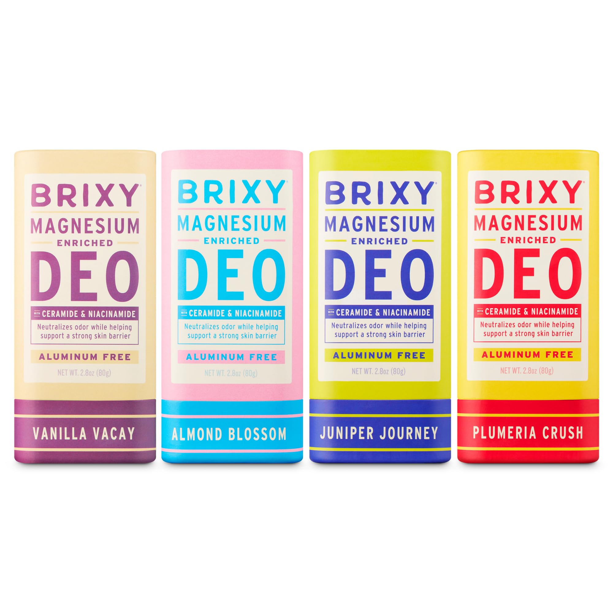 BRIXY Magnesium Deodorant 2-Pack, Vanilla Vacay & Juniper Journey, Ceramide & Niacinamide, Aluminum Free, Baking Soda Free, Vegan