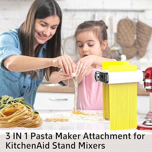 Miniatura 11 de Accesorio para máquina de pasta para todos los mezcladores Kitchenaid, accesorios para mezclador de fideos Kitchen Aid 3 en 1 incluyendo rodillo