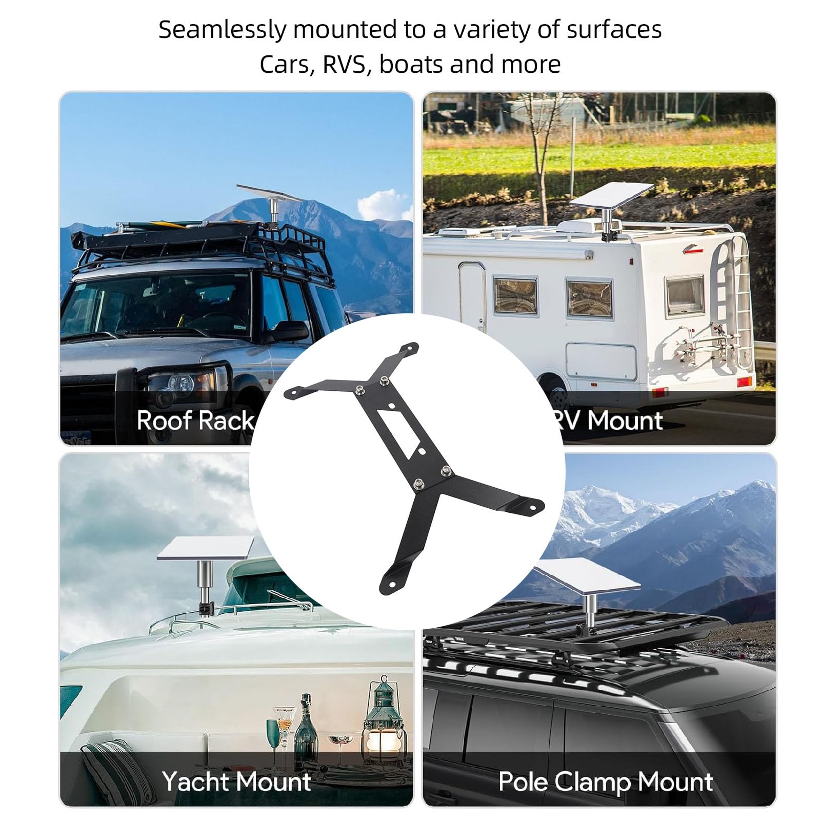 Mini Rectangular Satellite Car Roof Mount Kit, Flat Base Seamless Strong Adsorption Suction Cup Internet Satellite Car Mounting Kit for RV Van Boat
