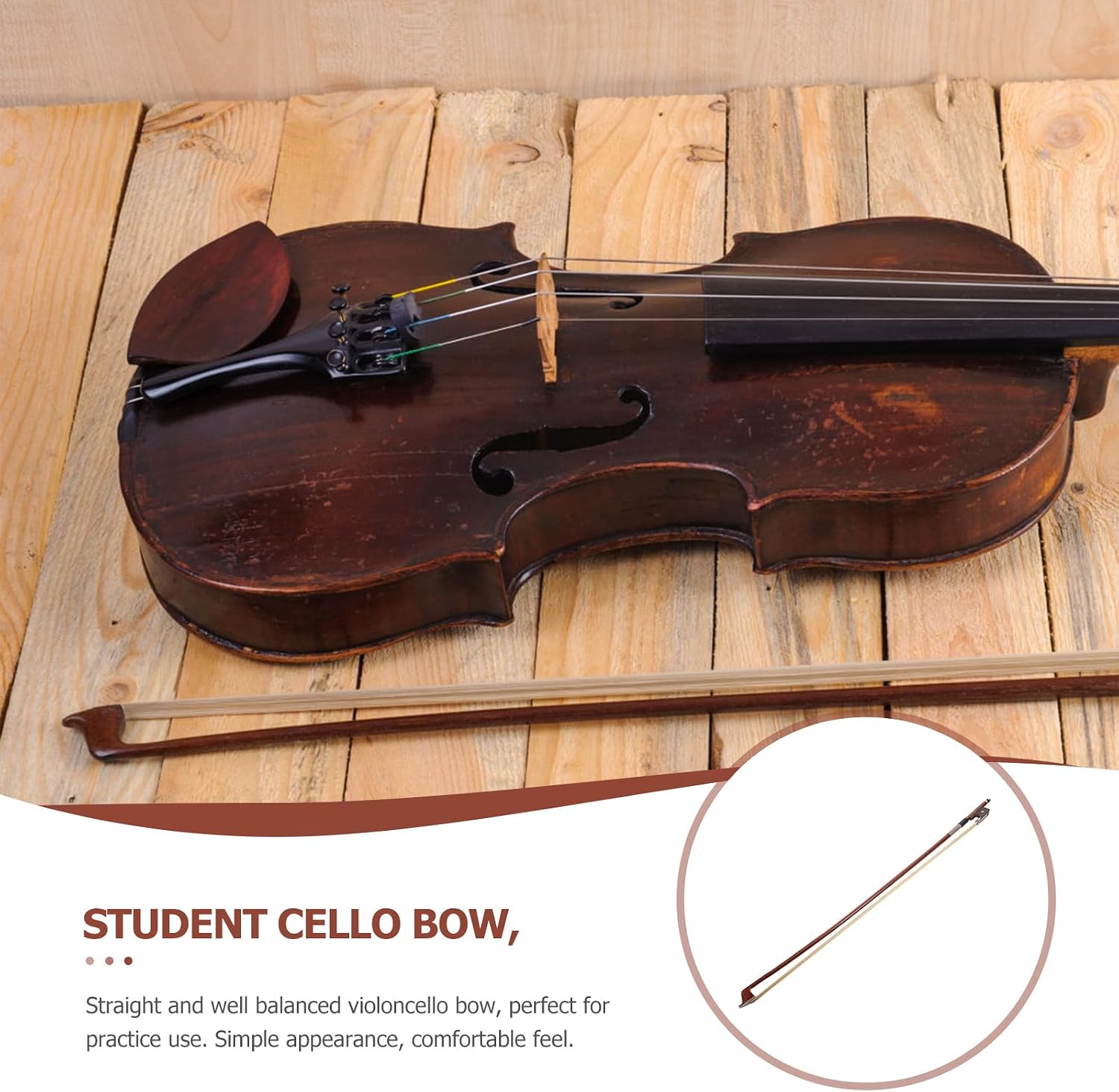 VICASKY Cello Bow Carbon Fiber Bow Violin Bows 1/2 Violin Bow Horse Hair Instrument Bow Musical Bow Music Accessories Instrument Accessory Student Horsetail Hair Universal Bow Tie