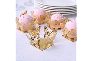 Mini Metallic Gold Butterfly Truffle Cup Dessert Liners