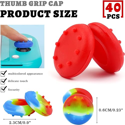 Miniatura 2 de BeautyMood 40 piezas de coloridos agarres de silicona para el pulgar, control analógico, joystick para el pulgar, cubierta para PS2, PS3, PS4, PS5,