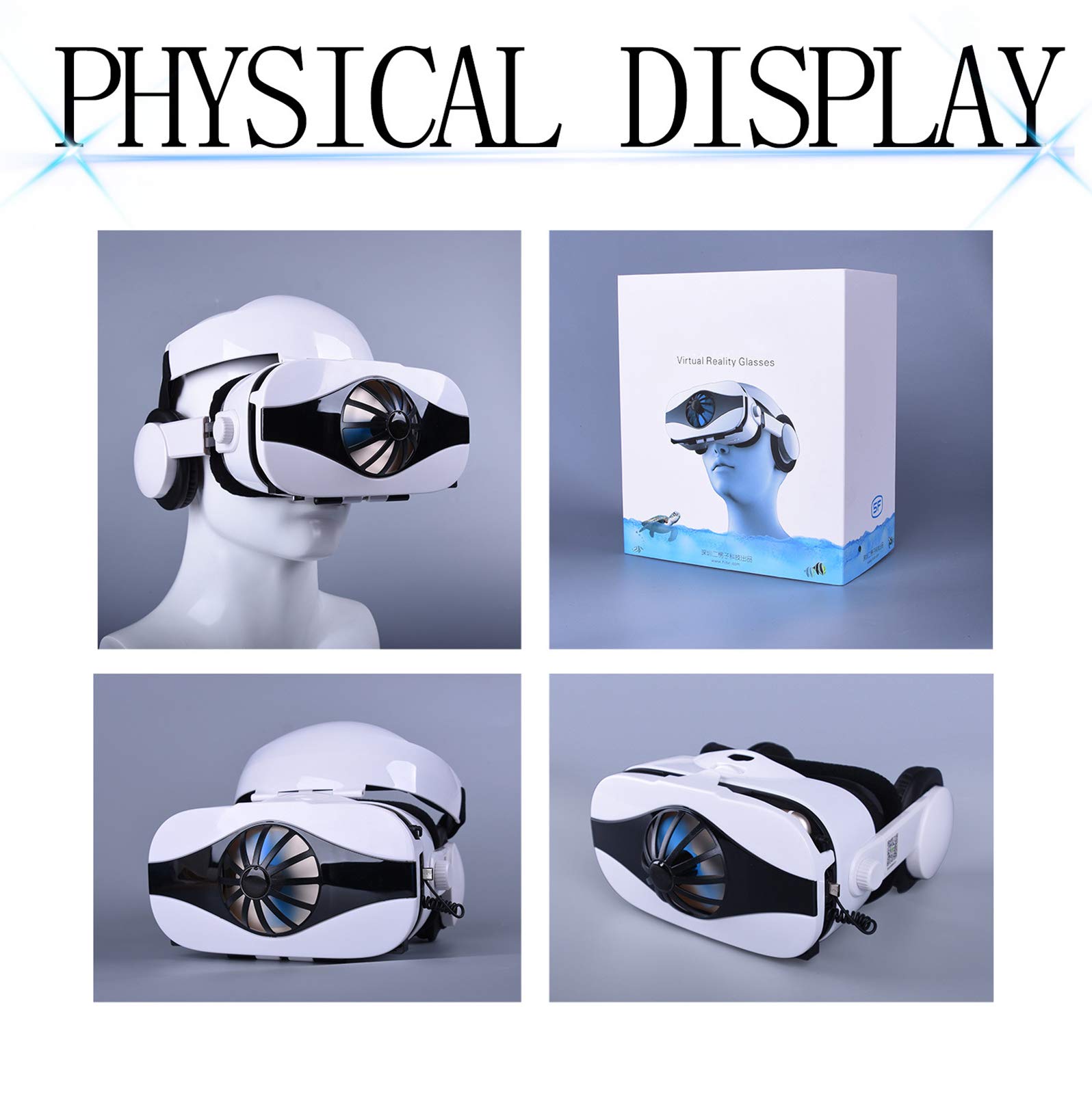 3D VR Gafas de Realidad Virtual VR Glasses, Auriculares Incorporados, Excelente disipación de Calor, 112 Grados FOV Botón, para Los Móviles de Pantalla 4.0-6.33 Pulgadas