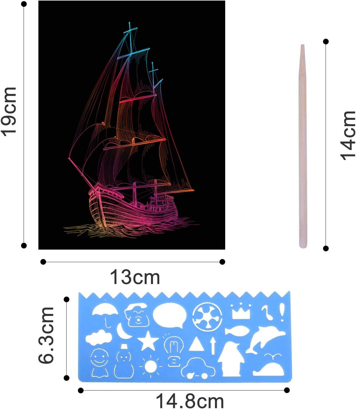 Longruner Scratch Paper Art Set for Kids - Rainbow Magic Scratch Off Arts and Crafts Supplies Kits Sheet Pack for Children Girls Boys Birthday Game Party Favor Christmas Easter Craft Gifts