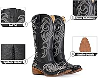 Vista 3 de IUV Botas vaqueras para mujer con punta puntiaguda, botas vaqueras para mujer