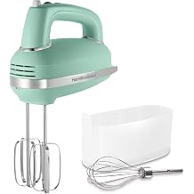 Hamilton Beach Vintage-Style 5-Speed Electric Hand Mixer, Powerful 1.3 Amp DC Motor for Effortless Mixing &amp; Consistent Speed in Thick Ingredients, Slow Start, Beaters and Whisk, Green (62601N)