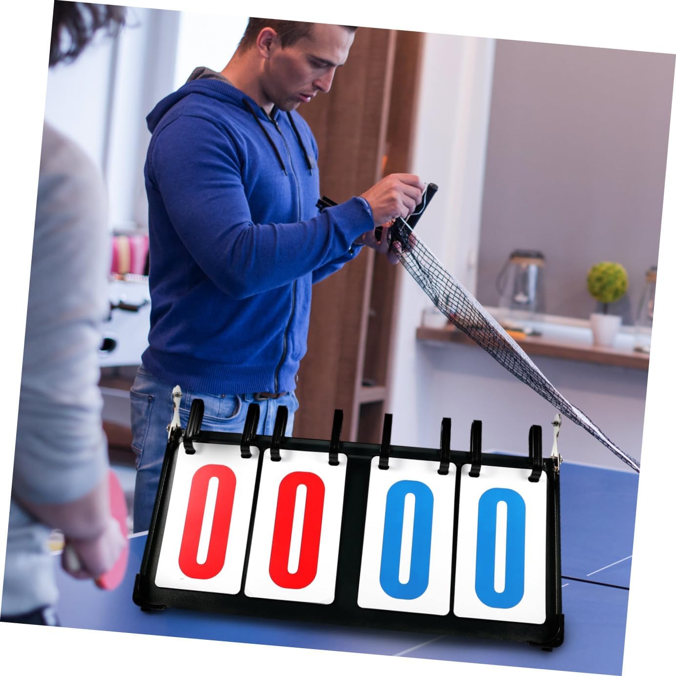 Multisport Portable Scoreboard Flip Counter Metal Frame Basketball Volleyball Tennis Badminton Scorekeeper with Clear Digit Display for Outdoor Games